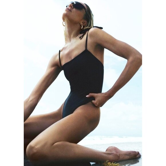 NEW Alo Tropic of C Cosmo One Piece Black Tie Straps Bodysuit Bikini  Swimsuit XS